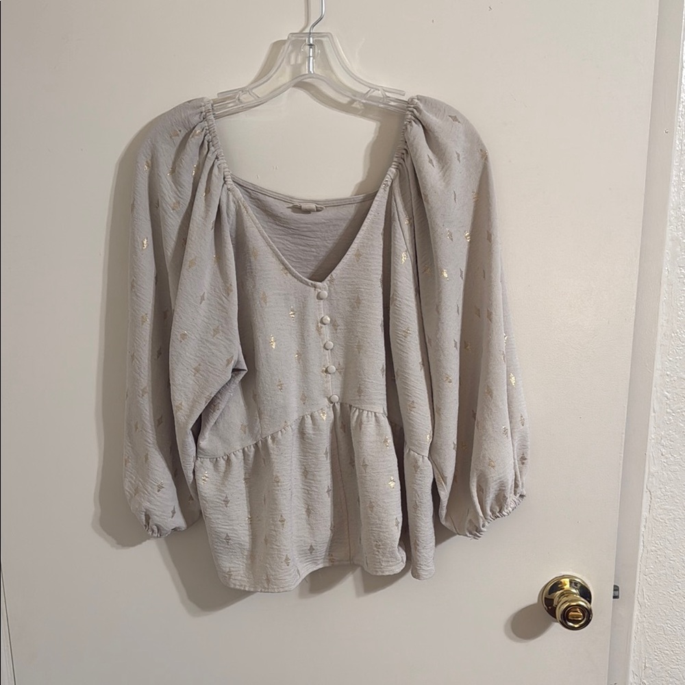 Elegant Cream Blouse with Gold Accents